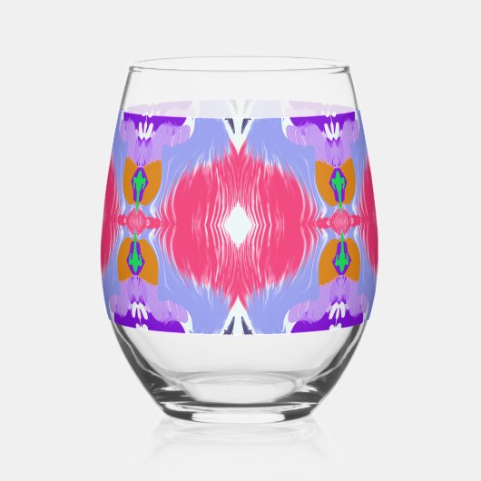 Vivid Aurora Kaleidoscope Electric ステムなしワイングラス (正面)