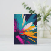 Vivid Bloom – 爆発的な抽象フラワーアートのエネルギー ポストカード (スタンド正面)