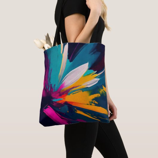 Vivid Bloom – Explosive Abstract Floral Energy トートバッグ (クローズアップ)