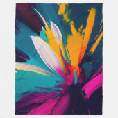 Vivid Bloom – Explosive Abstract Floral Energy フリースブランケット (正面)