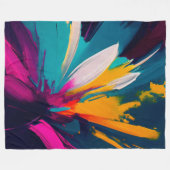 Vivid Bloom – Explosive Abstract Floral Energy フリースブランケット (正面(横))