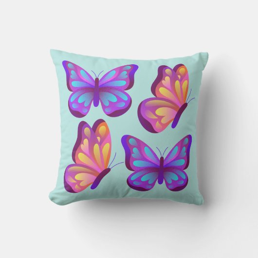 Vivid Butterfly Pop Pillow クッション (正面)