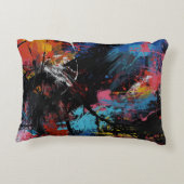 Vivid Chaos – Bold Abstract Expressionist Art Prin アクセントクッション (裏面)