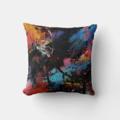 Vivid Chaos – Bold Abstract Expressionist Art Prin クッション (正面)
