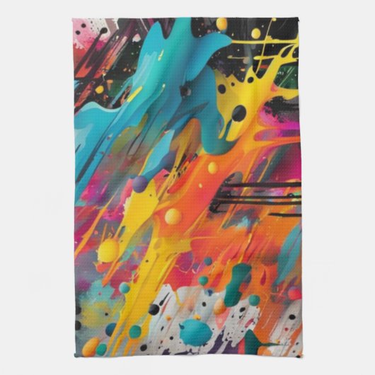 Vivid Chaos Splash Graffiti キッチンタオル (縦)