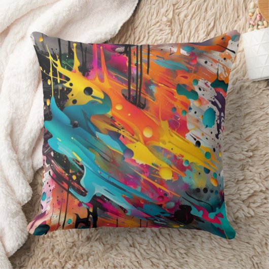 Vivid Chaos Splash Graffiti クッション (ブランケット)