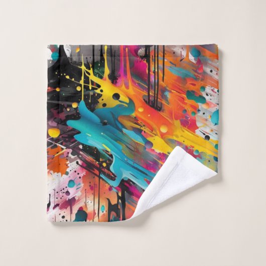 Vivid Chaos Splash Graffiti バスタオルセット (ウォッシュタオル)