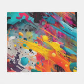 Vivid Chaos Splash Graffiti フリースブランケット (正面(横))