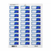 Vivid Cobalt Golden Sprig Orchid Return Address ラベル (フルシート)