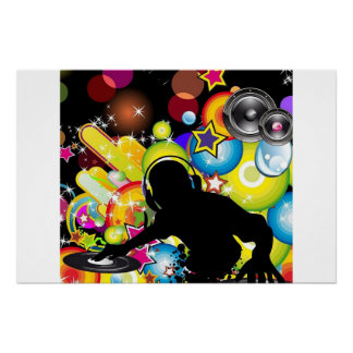 Vivid DJ ミュージック ウォール アート | モダン グロッシー ポスター
