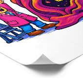 Vivid Flat Color Humorous Seamless Fabric ポスター (角)