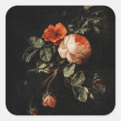 Vivid Florals Dahlia Flowers  スクエアシール (正面)