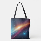 Vivid Glowing Nebula Abstract Neon Galaxy Space トートバッグ (裏面)