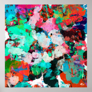 Vivid im of the paint blots concept in shabby grun ポスター