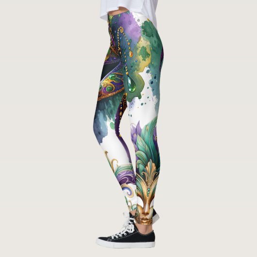 Vivid Mardi Gras Design Women's Leggings  レギンス (左)