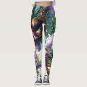 Vivid Mardi Gras Design Women's Leggings レギンス (正面)