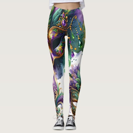 Vivid Mardi Gras Design Women's Leggings  レギンス (正面)