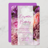 Vivid Orchid Birthday Invitation Card サンキューカード (正面/裏面)