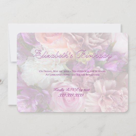 Vivid Orchid Birthday Party Invitation 招待状 (裏面)