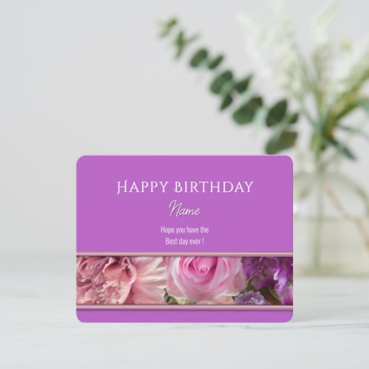 Vivid Orchid Happy Birthday Greeting Card (スタンド正面)
