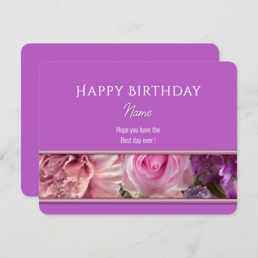 Vivid Orchid Happy Birthday Greeting Card (正面/裏面)