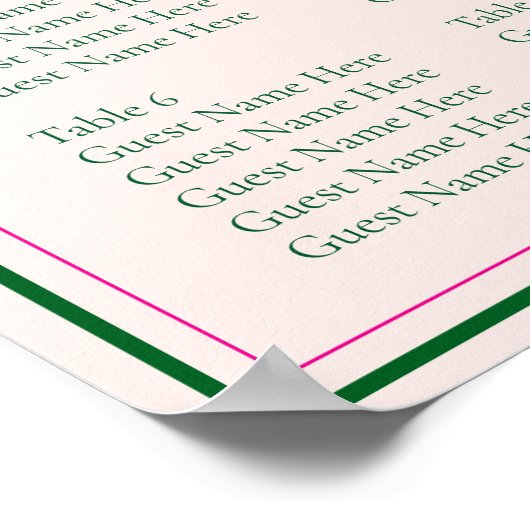 Vivid Pink Wedding Seating Chart ポスター (角)