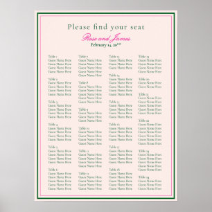 Vivid Pink Wedding Seating Chart ポスター