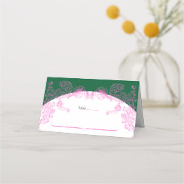 Vivid Pink Y2K Anime Gothic Cat Blank Place Card プレイスカード