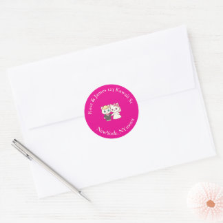Vivid Pink Y2K Anime Gothic Cat Return Address ラウンドシール