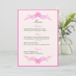Vivid Pink Y2K Anime Gothic Cat Wedding Menu 招待状