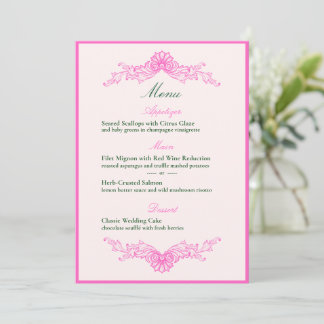 Vivid Pink Y2K Anime Gothic Cat Wedding Menu 招待状