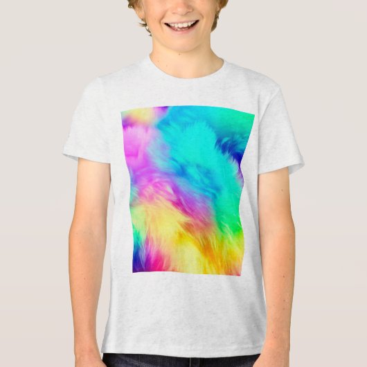 Vivid Rainbow Fluffy Fur Texture-75201 トライブレンドＴシャツ (正面)