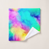 Vivid Rainbow Fluffy Fur Texture-75201 バスタオルセット (ウォッシュタオル)