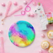 Vivid Rainbow Fluffy Fur Texture-75201 ペーパープレート (パーティー)