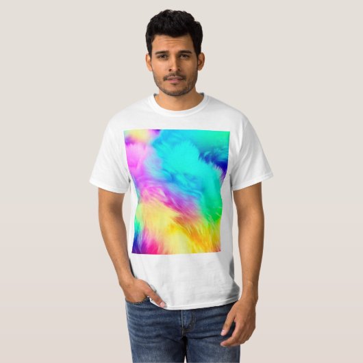 Vivid Rainbow Fluffy Fur Texture-75201 Tシャツ (正面フル)