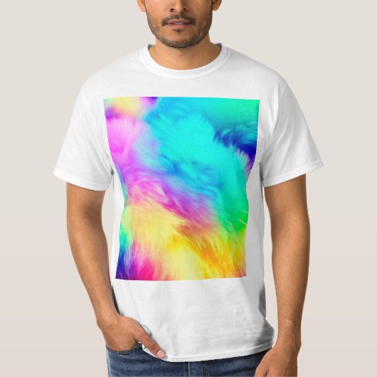 Vivid Rainbow Fluffy Fur Texture-75201 Tシャツ (正面)