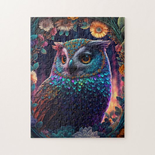 Vivid Rainbow Owl Art Puzzle ジグソーパズル (縦)
