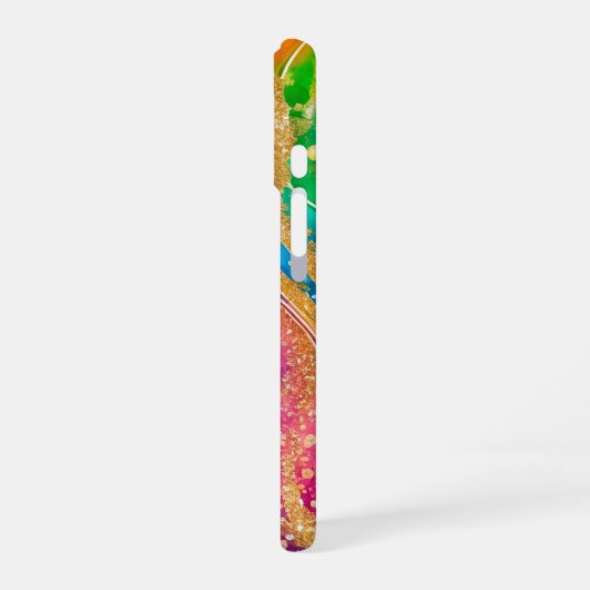 Vivid Rainbow Swirl Add Name iPhone 16ケース (左側面)