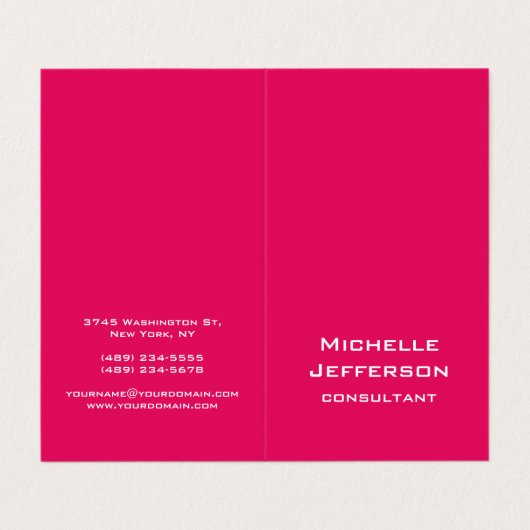 Vivid Raspberry Pinkish Red Modern Stylish Trendy 名刺 (外部フラット)