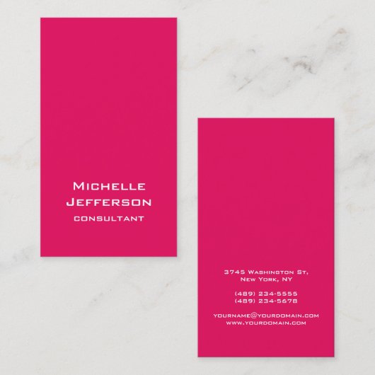Vivid Raspberry Pinkish Red Modern Stylish Trendy 名刺 (正面/裏面)