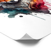 Vivid Red Fox Watercolor Splash Wall Art ポスター (角)