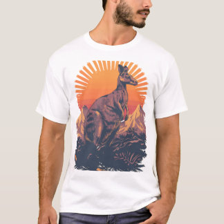 Vivid Retro Kangaroo Sunset Tシャツ