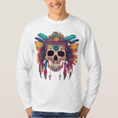 Vivid Skull & Feathers: Psychedelic Digital Art T Tシャツ (正面)