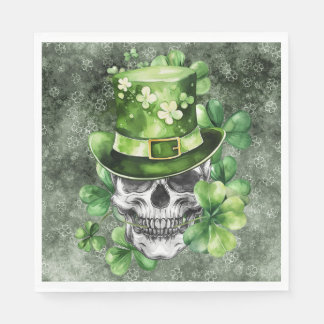 Vivid Skull with Green Hat Illustration スタンダードランチョンナプキン