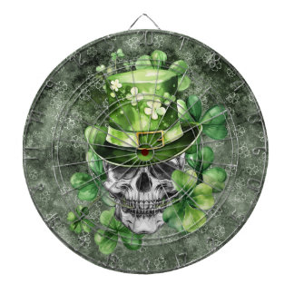 Vivid Skull with Green Hat Illustration ダーツボード