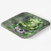 Vivid Skull with Green Hat Illustration ペーパープレート (傾斜あり)