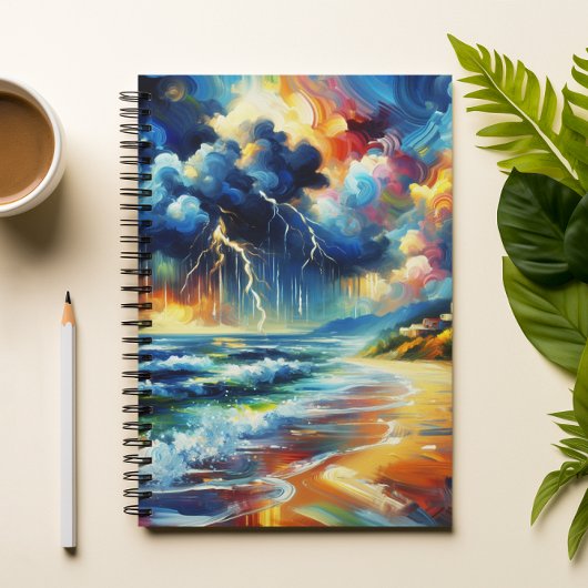 Vivid Stormy Beach Painting Notebook ノートブック
