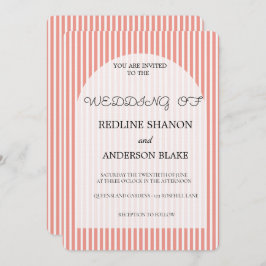 Vivid Tangerine   Blush Striped Elegant Wedding 招待状