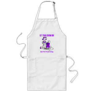 Vivid Violet Purple Get Your Groom On Pet Groomer ロングエプロン