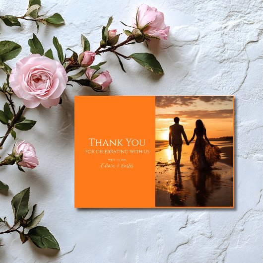 Vivid Vows Modern Photo Wedding Thank You Card サンキューカード
